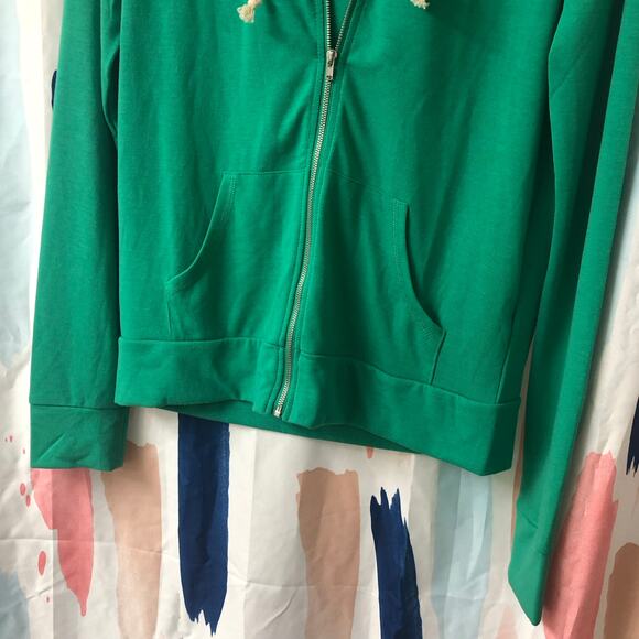 Cole Daniel Green and Cream Zip Front Hoodie Jacket Size Medium - Picture 3 of 10